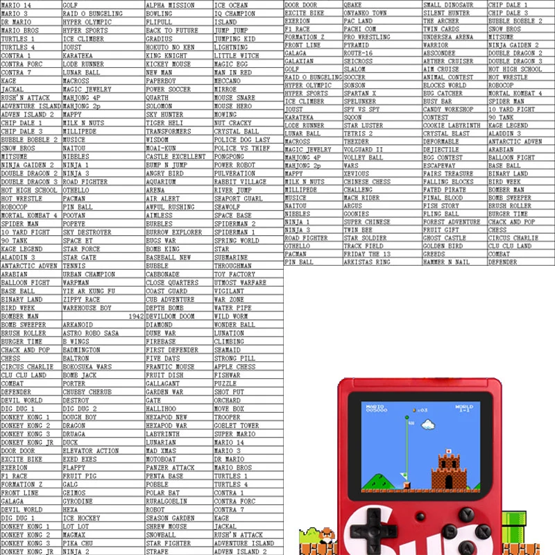 400 in 1 gameboy best sale game list